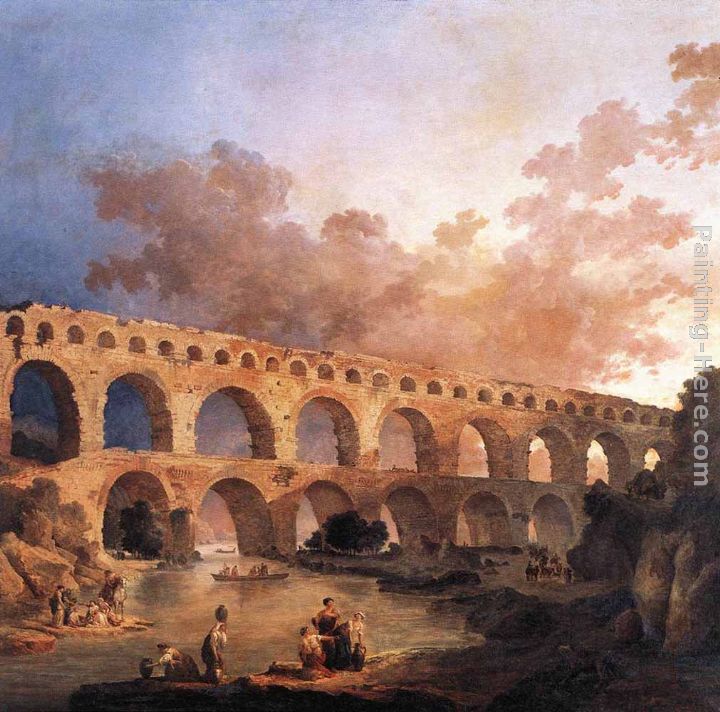 The Pont du Gard painting - Hubert Robert The Pont du Gard art painting
